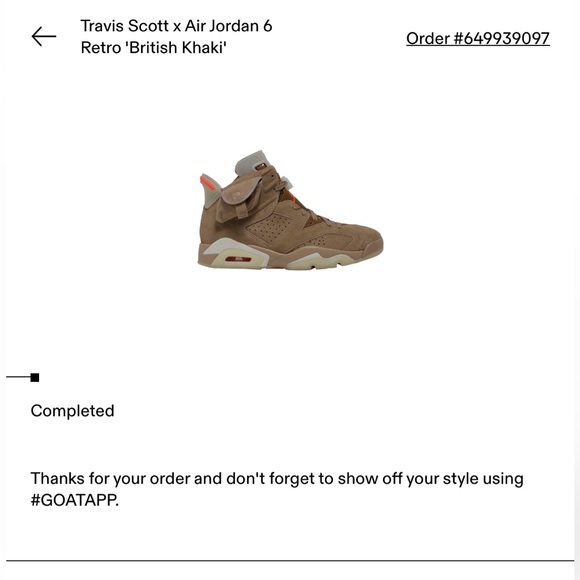 *SOLD* Jordan 6 Retro Travis Scott British Khaki Men’s Size 13 - Picture 9 of 10